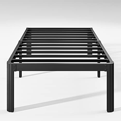 Hunlostten 14in Twin XL Heavy Duty Bed Frame No Box Spring Needed, Tall Metal Twin XL Platform Bed Frame with Round Corners, Easy Assembly, Noise Free, Black - size: Twin XL, style: 14 Inch