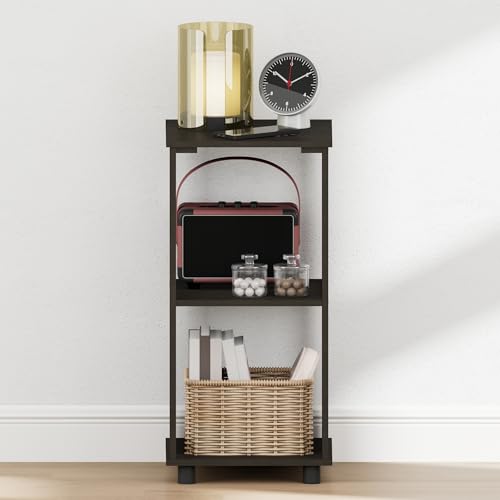 Furinno Romain Nightstand, 2-Tier Tall Night Stand with Shelf, Open Frame Bedside Table, End Table, Side Table, Easy Assembly, for Bedroom, Closet, Dorm, Espresso - color: Espresso
