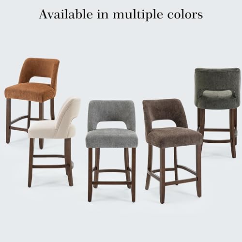 VKNOW Bar Stools Set of 4, 26" Fabric Counter Height Bar Stools, Beige | Modern Upholstered Counter Stools with Rubberwood Legs for Kitchen Island Dining Room Bar - color: Beige, size: Set of 4
