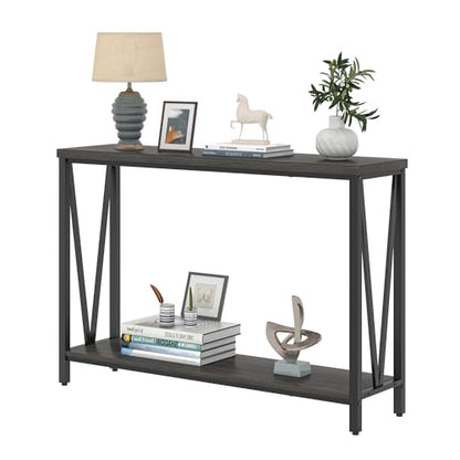 Console Table for Entryway, Modern Sofa Table Behind Couch, Narrow Entry Table for Hallway, Living Room (Industrial, Dark Gray) - color: Dark Gray