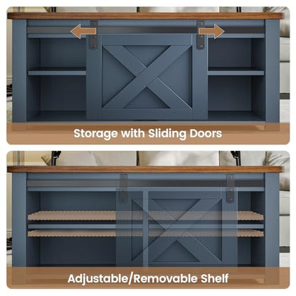 SEDETA 31.5" Lift Top Coffee Table with Storage, Square Coffee Tables for Living Room, Farmhouse Coffee Table with Large Hidden Storage Compartment and Adjustable Shelves, Blue - color: Blue