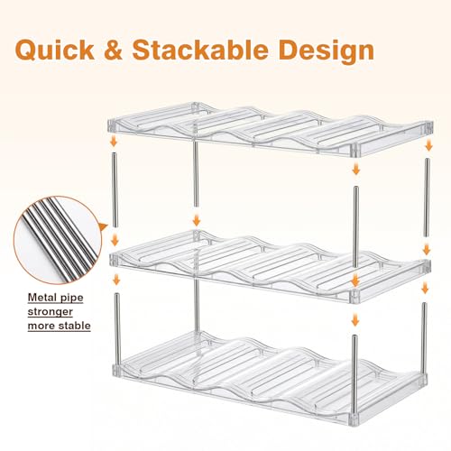 Large Compartment Water Bottle Organizer, Stackable Water Bottle Holder for Stanley 40 oz Tumbler, Clear Tumbler Organizer for Cabinet, Kitchen Pantry or Countertop, 3 Pack (3 Pack) - size: 3 Pack