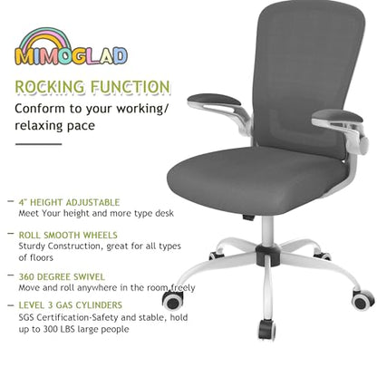 Mimoglad Home Office Chair, High Back Desk Chair, Ergonomic Mesh Computer Chair with Adjustable Lumbar Support and Thickened Seat Cushion - color: Dim Gray