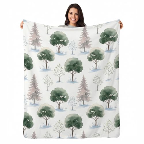 Watercolor Forest Throw Blanket Ultra-Soft Flannel Fleece 40" x 50" | Yujiiso Watercolor Forest Blanket Lightweight Decor for Living Room, Bedroom, Office and Travel, Home Decor Gift - color: Watercolor Forest, size: 40"x50"