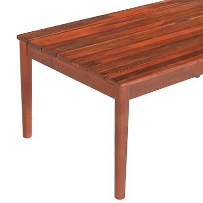Christopher Knight Home Dolly 36.25"Outdoor Slat Panel Coffee Table, Acacia Wood Coffee Table, Spacious Tabletop, Wooden Legs, Rustic Style Design, Rectangular Side Desk for Backyard Garden, Mahogany