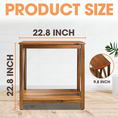 ENKEZI Narrow End Table with Shelf – Slim Side Table, Nightstand for Small Spaces, Bedroom, Living Room, Balcony or Outdoor Use (Minimalist A) - style: Minimalist A