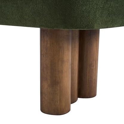 Merax 51.5" Indoor Fabric Dining Bench with Walnut-Finished Rubberwood Legs – Upholstered Seating Bench for Kitchen, Dining Room or Living Space, Supports Up to 250 lbs,Green