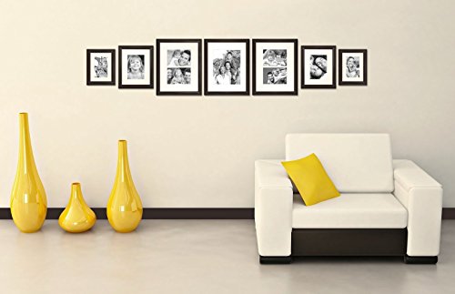 Craig Frames 23247778 Picture Frame 7-Piece Wall Set, Brown Frames, White Display Mats - color: 621FSET01S07X Brown Frame Set