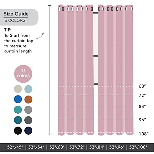 SMILE WEAVER Pink Blackout Curtains for Living Room 54 inch Length 2 Panels,Room Darkening Girls Bedroom Curtains,Silver Printed Design Soft Thick Thermal Insulated Grommet Window Drapes - color: Pink Silver, size: 52"W x 54"L (Pack of 2)