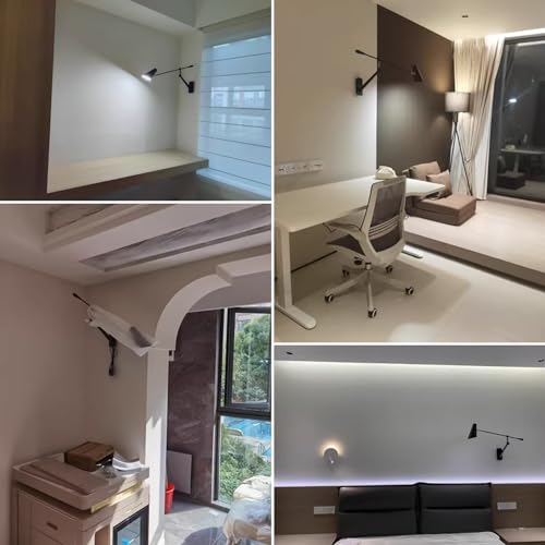 Adjustable Directional Plug in wall Light Swing arm, Unique Long Pole wall Lamps for Living Room Sofa Background Wall, Movable Retro Style Dining Table Large wall Mount lamp, E26 Base - color: Black Gold