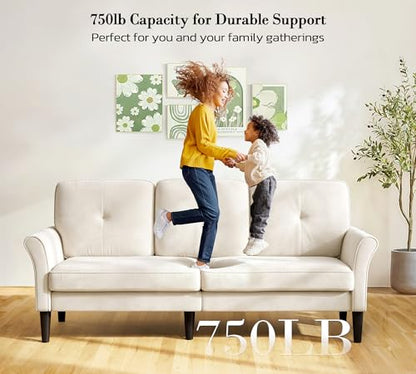 Loveseat Sofa, 83" Love Seat Couches, Velvet Small Couch, White Couch | Comfy Velvet, Tool-Free Setup, 750 LBS Load Bearing, Modern Couch, Sofas for Living Room, Bedroom Couch, Apartment Size Couch - color: White, size: 83"