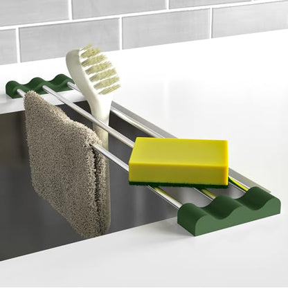 Tomorotec Adjustable Over-The-Sink Kitchen Rack, BPA-Free, Army Green | Holds 16.5 Lbs; For Dishcloths, Sponges, and Brushes - Heat-Resistant Stainless Steel with Slim, Expandable Design - color: Army Green