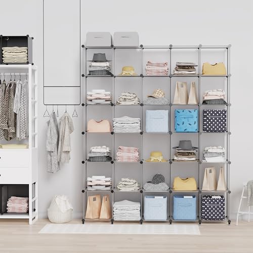 HOMIDEC Closet Organizers and Storage, 16 Cube Storage Organizer | Closet Organizer Bookshelf Cubes Shelves for Clothes, Bedroom, Kids Room, Bathroom, Wardrobe, Garment Racks, Transparent - color: Transparent, size: X-Large