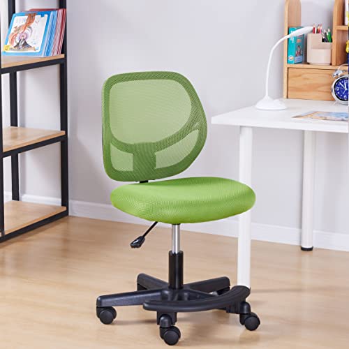 Amazon Basics Kids Adjustable Height Mesh Low-Back Swivel Desk Chair with Footrest, Rolling Computer Chair for Student Homework, Green - color: Green