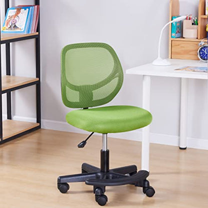 Amazon Basics Kids Adjustable Height Mesh Low-Back Swivel Desk Chair with Footrest, Rolling Computer Chair for Student Homework, Green - color: Green