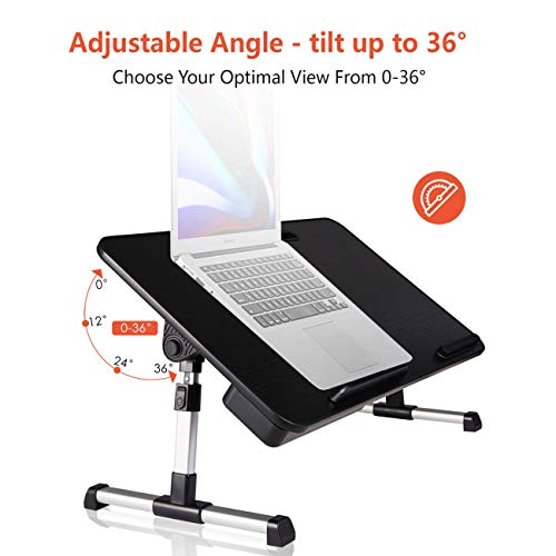 Lap Desk for Laptop,BUILDEC Adjustable Laptop Stand for Desk with Storage Drawer,Foldable Legs Standing Lap Table for Reading, Eating, Working, Writing, Gaming and Drawing in Bed Sofa Couch Floor