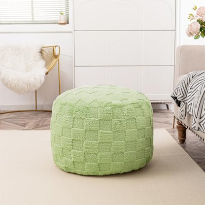 Poofieotto Round Pouf Ottoman,Foot Rest,Hassock,Foot Stool,Green,20x14In | Footstool Ottoman,Stuffed Pouf Ottoman,All-One Foam Filler,Foot Rest,Bean Bag Chair,Floor Pouf Storage Solution,Wedding Party - color: Grass Green