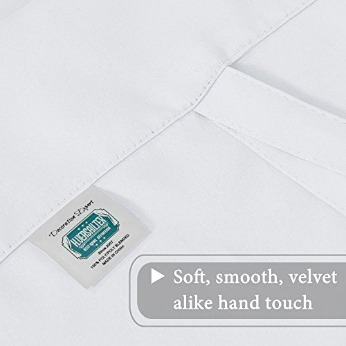 H.VERSAILTEX Pure White Curtain Thermal Insulated Tie Up Window Shade Light Blocking Curtains for Bathroom, Rod Pocket Panel- 42in Wide by 63in Long - color: Pure White