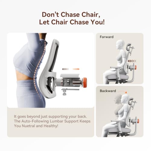 Ergonomic Office Chair-Home Office Desk Chair with Footrest, Auto-Following Backrest & Headrest, 4D Armrests, 96°-136° Recline - color: Grey, size: Laptop Table + Auto-following Headrest