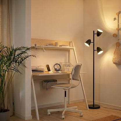 Brightech Jacob LED Standing Lamp, Modern Bright Floor Lamps for Living Rooms & Bedrooms, Tall LED Lighting Lamp with Adjustable 3 Light Tree – Classic Black - color: Black