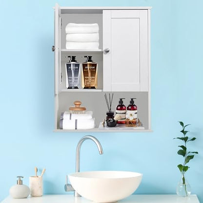 Bathroom Cabinet Wall Mounted Over Toilet Storage Cabinet, 24x30 Inch Wooden White Bathroom Wall Cabinet Above Toilet Storage Medicine Cabinets for Kitchen Laundry Bedroom - size: 9x24x30 In(DxWxH)