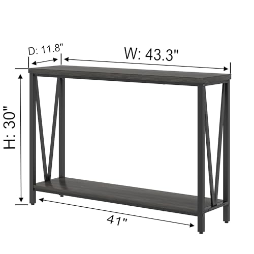 Console Table for Entryway, Modern Sofa Table Behind Couch, Narrow Entry Table for Hallway, Living Room (Industrial, Dark Gray) - color: Dark Gray