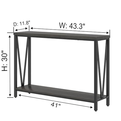 Console Table for Entryway, Modern Sofa Table Behind Couch, Narrow Entry Table for Hallway, Living Room (Industrial, Dark Gray) - color: Dark Gray