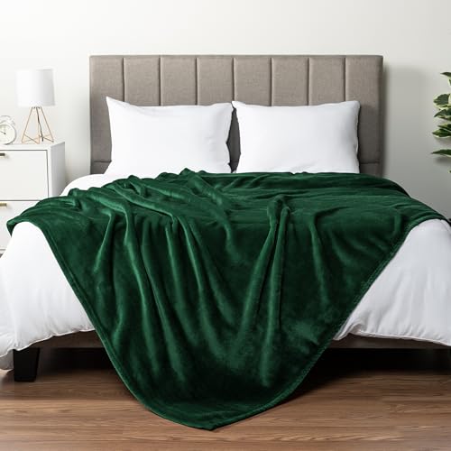 PAVILIA Fleece Blanket King Size | Super Soft, Plush, Luxury Flannel Throw | Lightweight Microfiber Blanket for Sofa Couch Bed (Emerald Green, 90x108 inches) - color: Emerald Green, size: 90 x 108 Inches - King