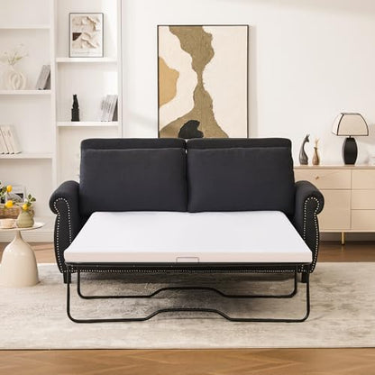 Queen Pull Out Sofa Bed, 74' Large Convertible Sleeper Sofa, 2 Seater Loveseat Sofa-Bed with Queen Size Mattress for Living Room Small Spaces Apartment Studio, Dark Gray - color: Dark Gray, size: Convertible Sleeper Sofa Bed-2 seat