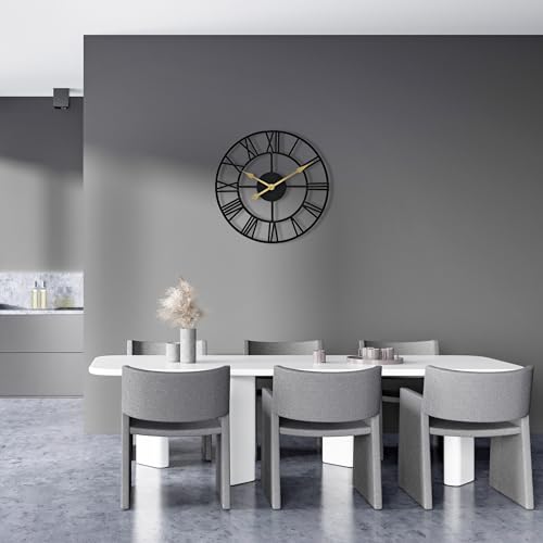 Sorbus Large Wall Clock for Living Room Decor - 16 inch Big Wall Clock Decorative - Battery Operated - Roman Numeral Analog Large Clock for Bedroom, Room, Home, Kitchen, Office, Wall Decor (Black) - color: Black, size: 16"