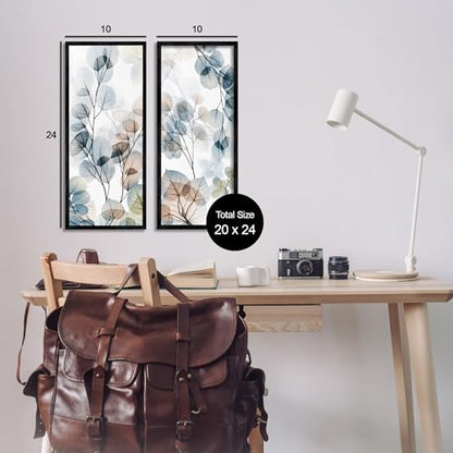 'Elegant Abstract Botanical Plant Leaves'| 2pc Framed Giclee Art Set 2 | Stupell Industries | Black, 10 x 24 Inches, Easy to Hang and Sturdy, Made in USA, by Albert Koetsier