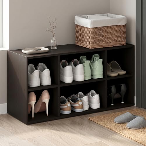 8-Cube Shoe Organizer, Stackable Shoe Rack, Shoe Storage, 11.7 x 35.9 x 15.6, for Office, Closet Entryway, Garage, Dark Oak - color: Dark Oak, size: 8 Cube