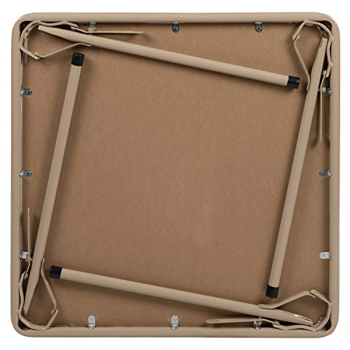 Flash Furniture Mindy Kids Folding Table, Tan | Vinyl Padded Top, Powder Coated Locking Legs, Daycare - color: Tan, size: Table
