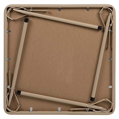 Flash Furniture Mindy Kids Folding Table, Tan | Vinyl Padded Top, Powder Coated Locking Legs, Daycare - color: Tan, size: Table