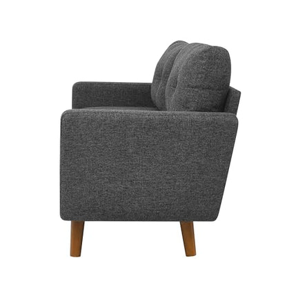 67" Gray Loveseat Sofa, Mid Century Modern Love Seat Sofas and Comfy Couches for Living Room, Button Tufted Small Cloud Couch for Bedroom Office Apartment Small Space, Easy Assembly (Dark Gray) - color: Dark Gray