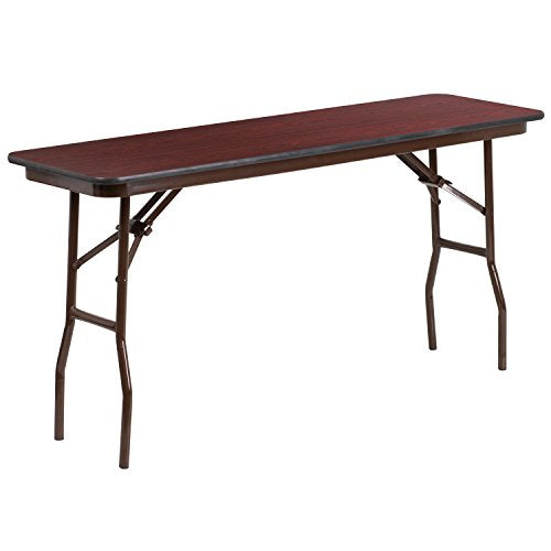 EMMA + OLIVER 5-Foot Mahogany Melamine Laminate Folding Training/Seminar Table - Event Table