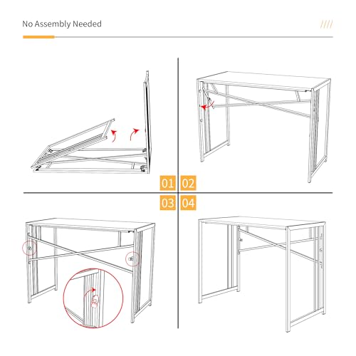Lutown-Teen Folding Computer Desk 32 inch, Espresso | Writing Gaming Computer Camping Table, No Assembly Required Home Office Desk for Small Spaces - color: Espresso, size: 32 Inch