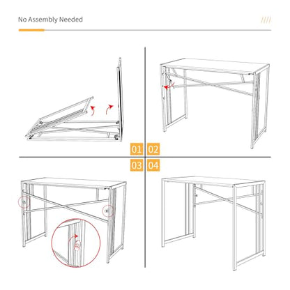Lutown-Teen Folding Computer Desk 32 inch, Espresso | Writing Gaming Computer Camping Table, No Assembly Required Home Office Desk for Small Spaces - color: Espresso, size: 32 Inch