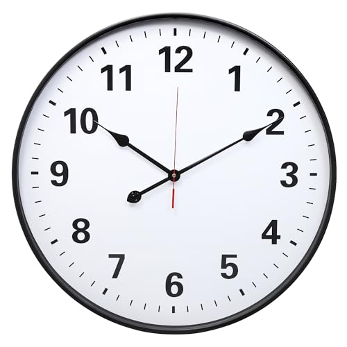 LEIKE Metal Large Wall Clock 24IN Black, Retro Silent Quartz Battery Operated, Decorative for Patio, Kitchen, Living Room, Bedroom, Pool - size: 24in