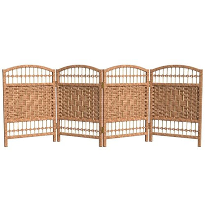 Red Lantern 2 ft. Short Fiber Weave Folding Screen - Natural - 4 Panels - color: Natural, size: 4 Panel