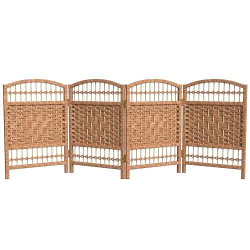 Red Lantern 2 ft. Short Fiber Weave Folding Screen - Natural - 4 Panels - color: Natural, size: 4 Panel