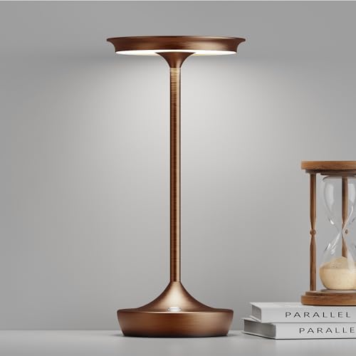 LED Cordless Table Lamp 6000mAh Rechargeable Battery Outdoor Light Moka | Cordless Portable Waterproof, 3 Color Stepless Dimmable, LED Lights Memory Function For Patio Restaurant Bar Dining - color: Moka
