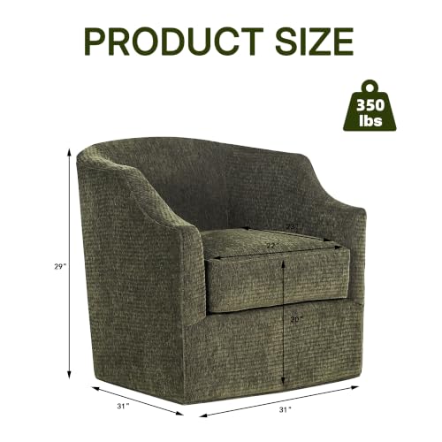 34" Upholstered Swivel Barrel Accent Chair, 360 Swivel Armchair with Metal Base, Comfy Foam Padded Seat for Living Room Bedroom Dressing Room, 350 lbs Weight Capacity - color: Kj-0922c-light 162