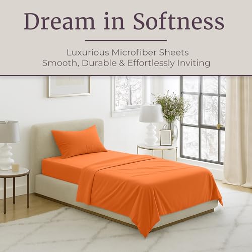 Lavish Home 1200 3-Piece Sheet Set, Twin, Rust - color: Orange, size: Twin