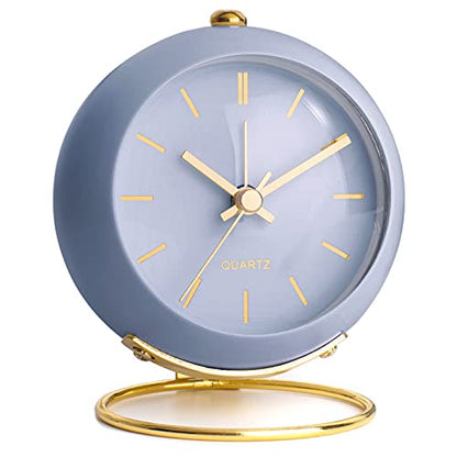 AYRELY® Battery Operated Analog Desk Alarm Clock with Light, Table Clock | Retro Aesthetic Clock with Silent Non-Ticking Movement for Bedside, Bedroom, Kitchen, Office, Travel & Kids' Room (Blue) - color: Blue