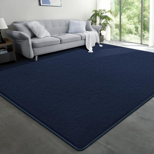 Large Modern Area Rugs for Living Room Bedroom, 4x6 Feet Navy Blue | Thickened Memory Foam, Washable, Non Slip, Low Pile, Solid Minimalist Soft Indoor Carpet for Kids Boys Girls Dorm Room Decor - color: Navy Blue, size: 4' x 6' (Rectangular)