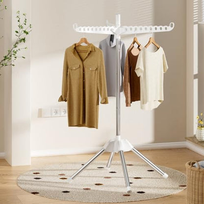 Foldable Clothes Drying Rack, Rotatable Free Standing drying rack , 1 Layer | 360°rotatable foldable clothes drying rack, space-saving 1tier drying rack clothing for indoor balcony use to air-dry clothes - size: 1 tier