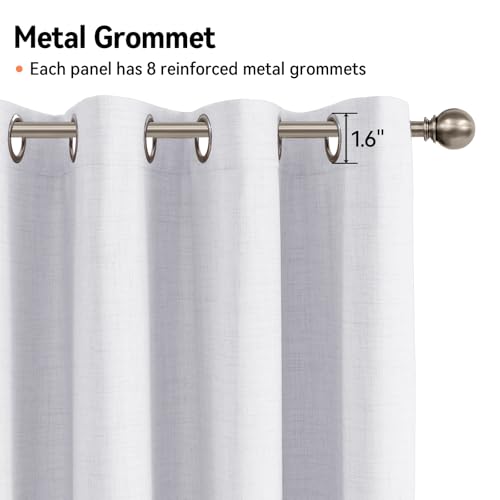 100% Blackout Linen Textured Curtains 63 Inch Long, Bright White | 100% Blackout Shield, Light Blocking, Thermal Insulated, Grommet Window Curtains for Bedroom/Living Room, 50"x63", 2 Panels - color: Alba | Bright White, size: 50"W x 63"L (Pack of 2)