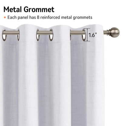 100% Blackout Linen Textured Curtains 90 Inch Long, Bright White | 100% Blackout Shield, Light Blocking, Thermal Insulated, Grommet Window Curtains for Bedroom/Living Room, 50"x90", 2 Panels - color: Alba | Bright White, size: 50"W x 90"L (Pack of 2)