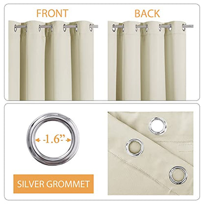 RYB HOME 3-in-1 Soundproof Blackout Thermal Insulation Living Room Curtains | Noise Blocker, 3 Layers, UV Heat Light Blcoking, For Bedroom Theatre Large Bay Window, W52 x L102, Beige, 2 Panels - color: Beige, size: 52"W x 102"L (Pack of 2)